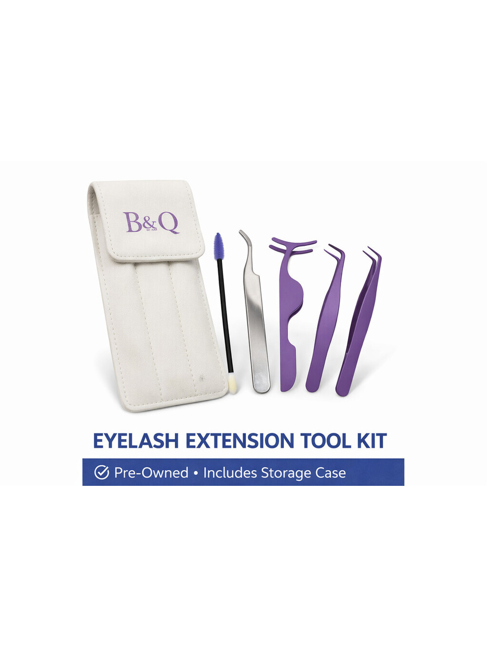 Eyelash Extension Tool Kit Tweezers Lash Applicator Brush Set w/ Case B&Q